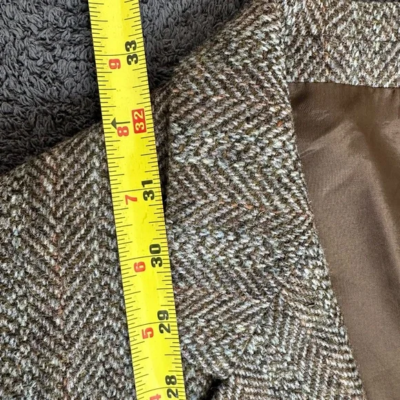 VTG Harris Tweed Brown Wool Blazer Jacket Pure Scottish Wool Men Sz 44 London - Picture 8 of 12